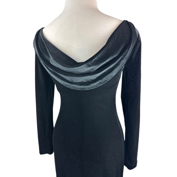 Vtg Lauren Ralph Lauren Velvet Black Maxi Dress Drape Back Evening Gown Medium - Picture 13 of 15